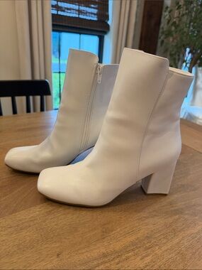 Mysoft White Block Heel Ankle Boots - Stylish Women's Boots